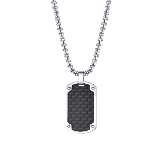 ONYX GEOMETRIC SILVER MEN'S NECKLACE