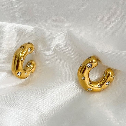 CRYSTAL GOLD CHUNKY HOOPS