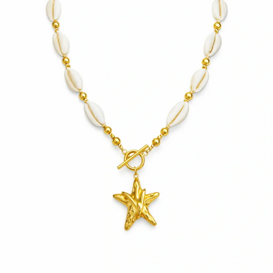 GOLDEN STARFISH SHELL NECKLACE
