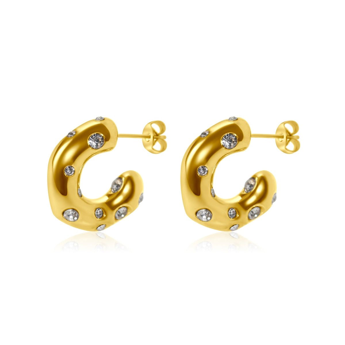 CRYSTAL GOLD CHUNKY HOOPS